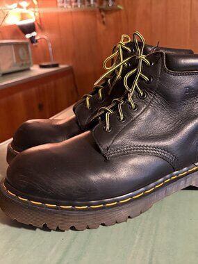 Vintage Mens Dr. Doc Martens Black Leather 6 Eyelet Boots UK 9 US 10 England